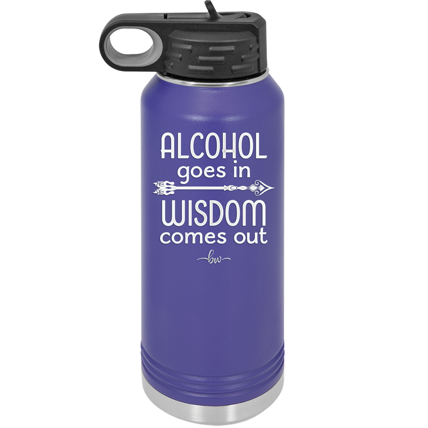 Alcohol Goes in, Wisdom Comes Out - Laser Engraved Stainless Steel Drinkware - 1309 -