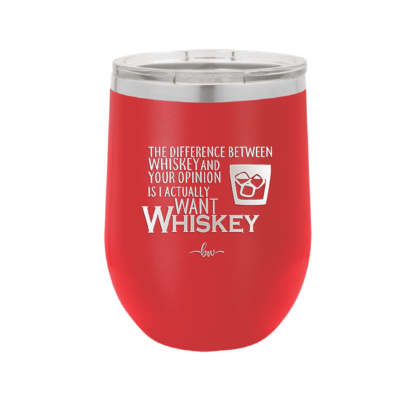 The Difference Between Whiskey and Your Opinion is I Actually Want Whiskey - Laser Engraved Stainless Steel Drinkware - 1343 -