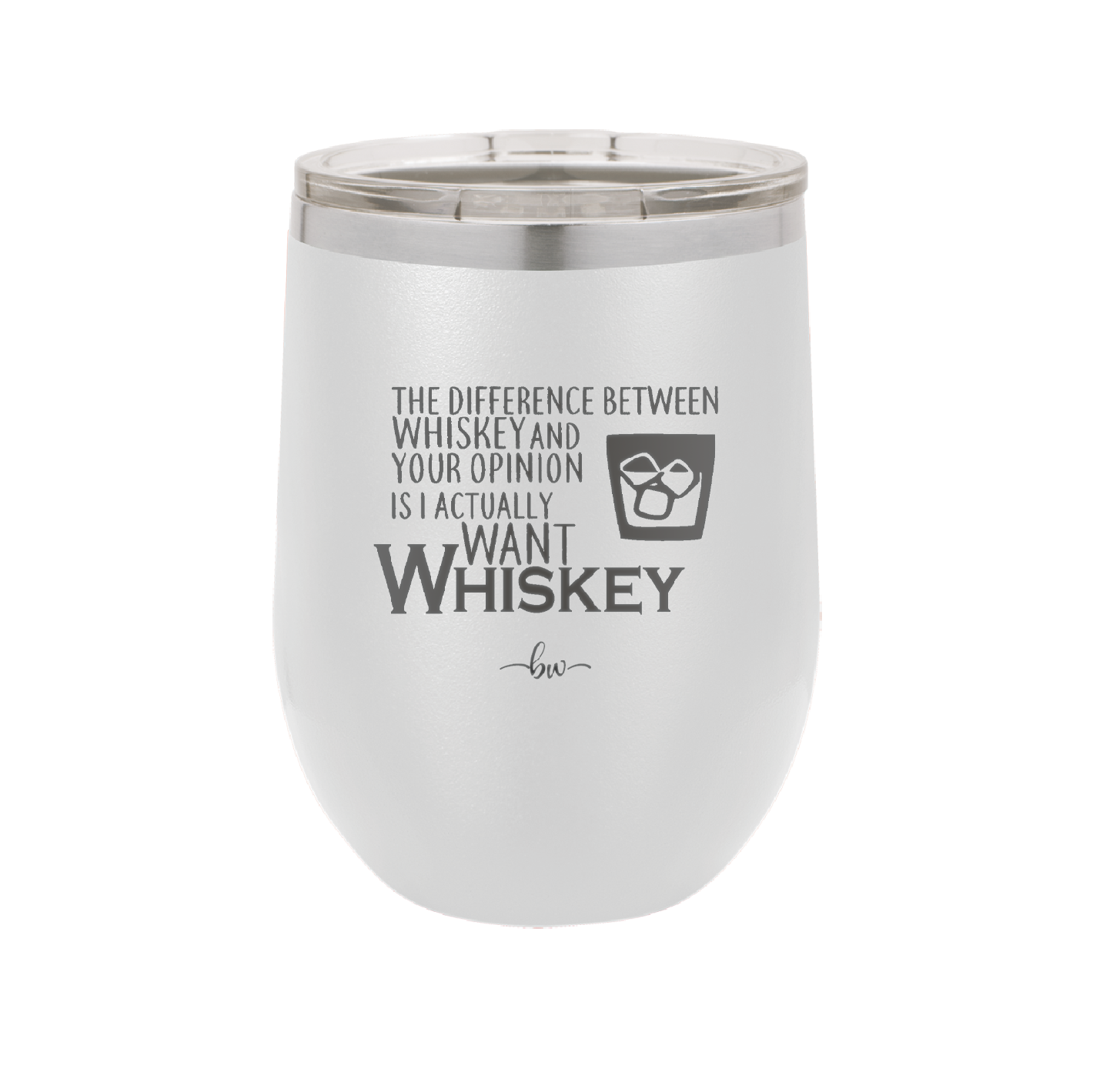 The Difference Between Whiskey and Your Opinion is I Actually Want Whiskey - Laser Engraved Stainless Steel Drinkware - 1343 -