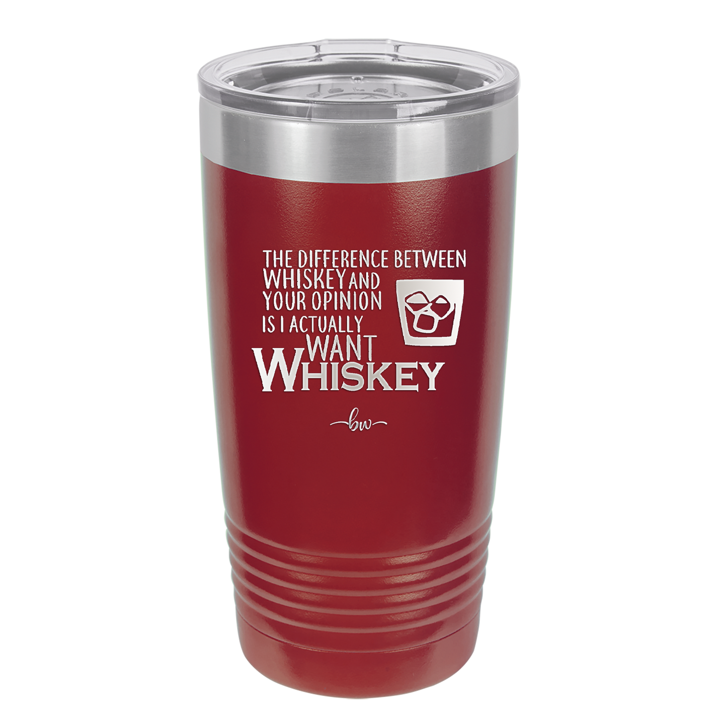 The Difference Between Whiskey and Your Opinion is I Actually Want Whiskey - Laser Engraved Stainless Steel Drinkware - 1343 -