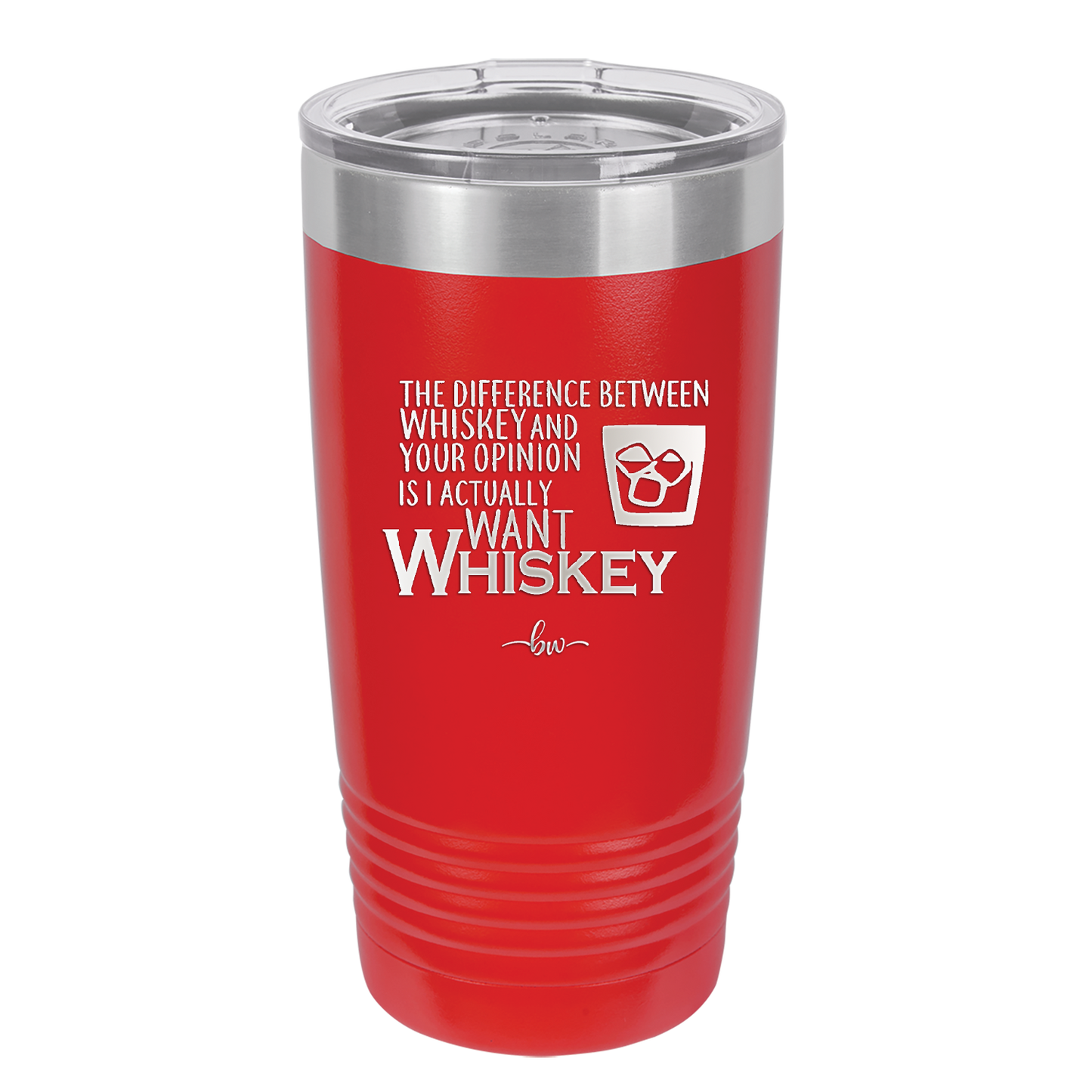 The Difference Between Whiskey and Your Opinion is I Actually Want Whiskey - Laser Engraved Stainless Steel Drinkware - 1343 -