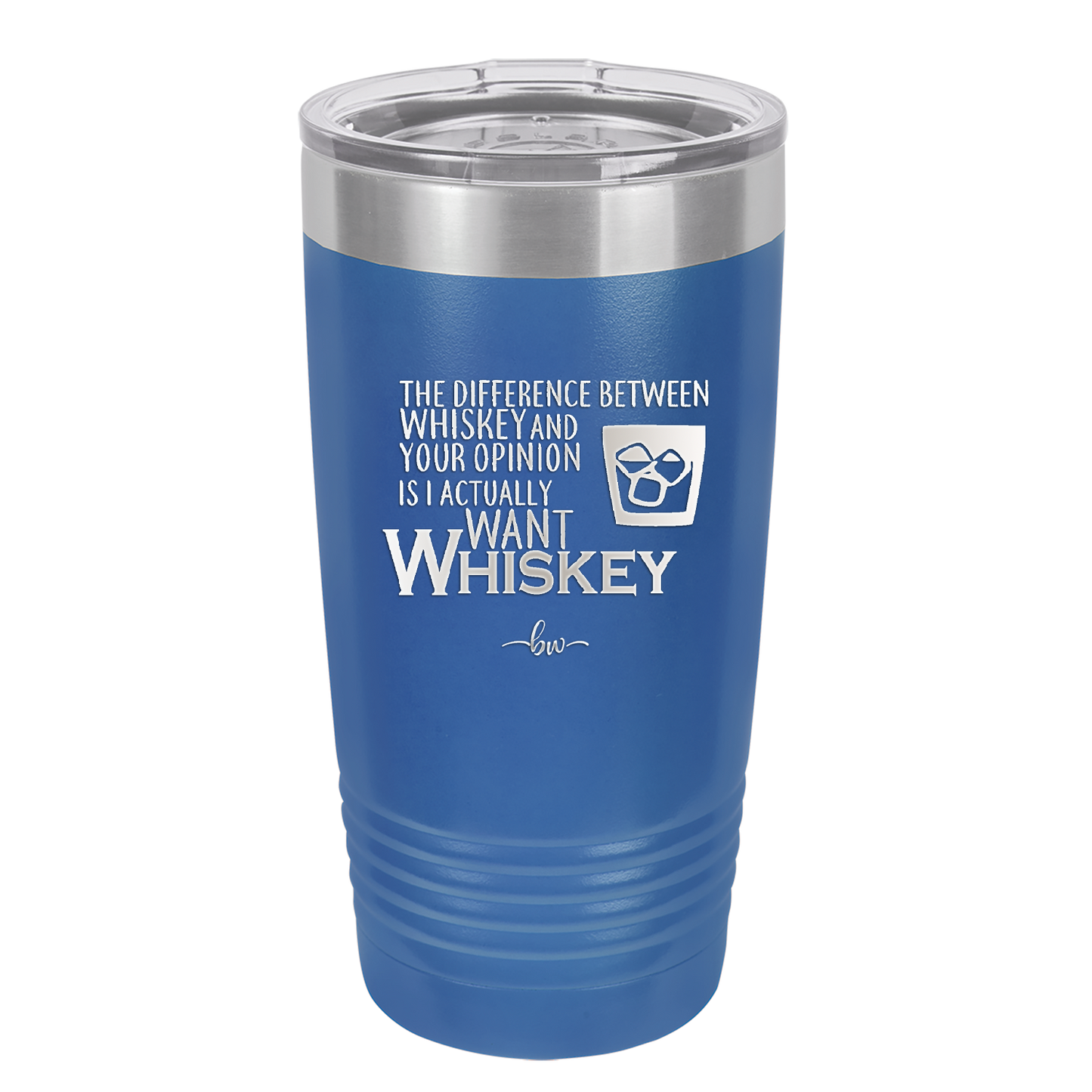The Difference Between Whiskey and Your Opinion is I Actually Want Whiskey - Laser Engraved Stainless Steel Drinkware - 1343 -