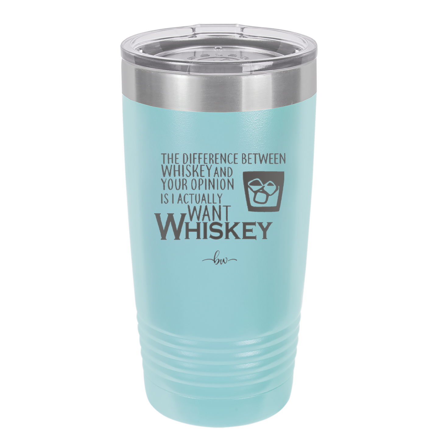 The Difference Between Whiskey and Your Opinion is I Actually Want Whiskey - Laser Engraved Stainless Steel Drinkware - 1343 -