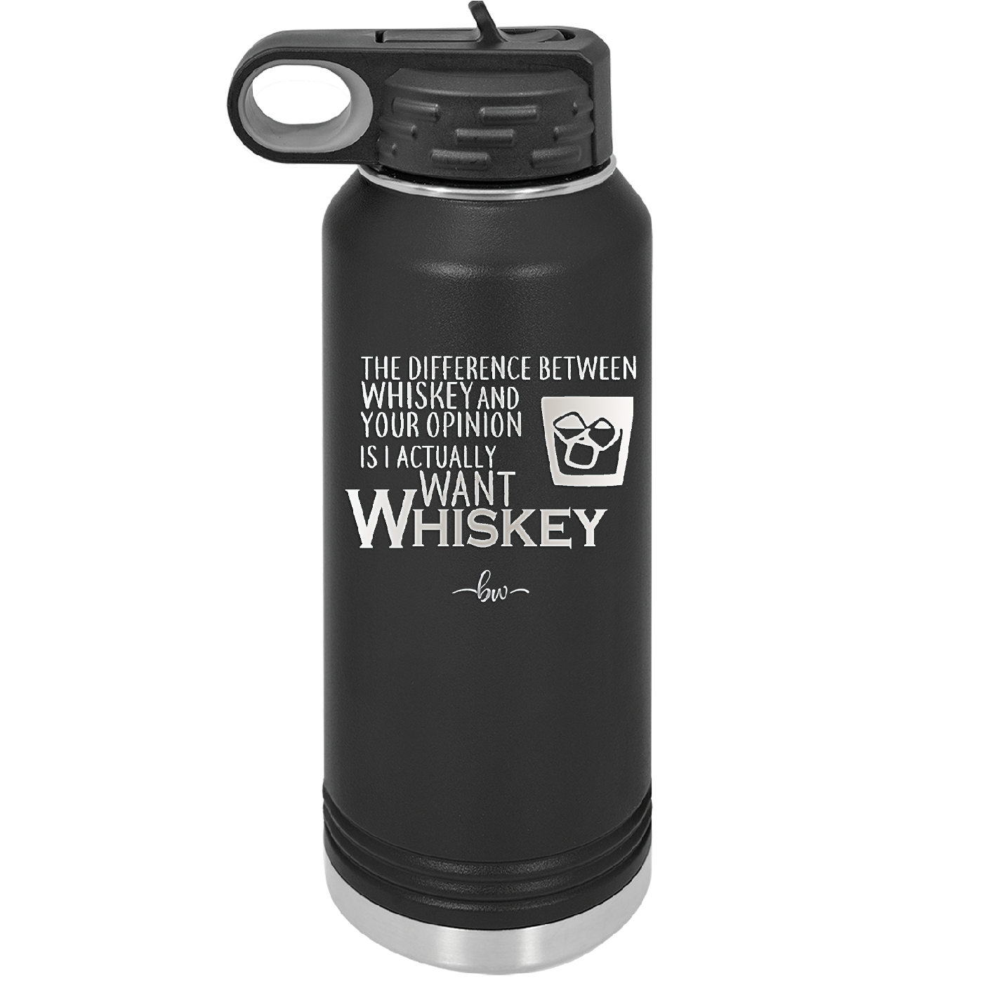 The Difference Between Whiskey and Your Opinion is I Actually Want Whiskey - Laser Engraved Stainless Steel Drinkware - 1343 -
