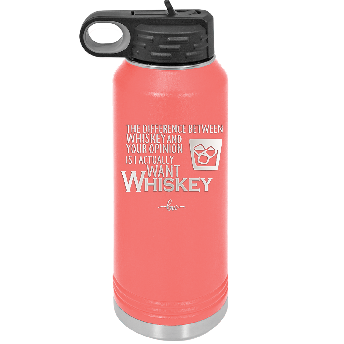 The Difference Between Whiskey and Your Opinion is I Actually Want Whiskey - Laser Engraved Stainless Steel Drinkware - 1343 -