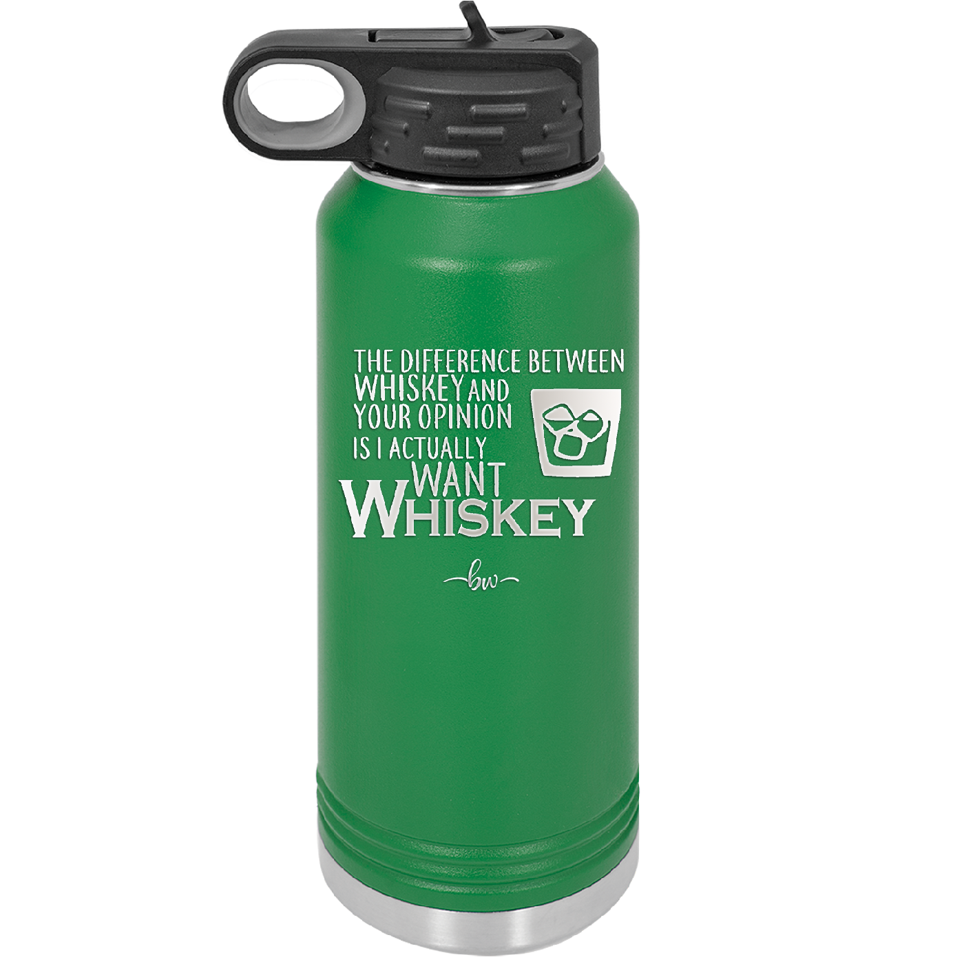 The Difference Between Whiskey and Your Opinion is I Actually Want Whiskey - Laser Engraved Stainless Steel Drinkware - 1343 -