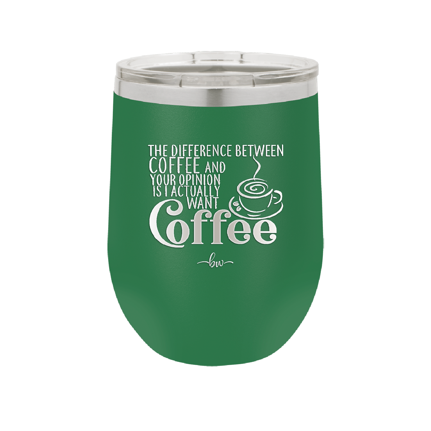 The Difference Between Coffee and Your Opinion is I Actually Want Coffee - Laser Engraved Stainless Steel Drinkware - 1346 -