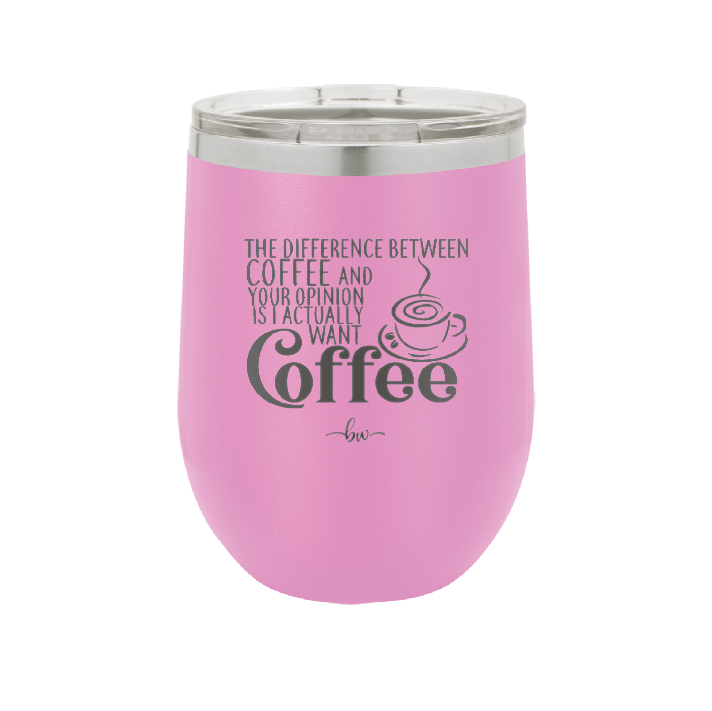 The Difference Between Coffee and Your Opinion is I Actually Want Coffee - Laser Engraved Stainless Steel Drinkware - 1346 -