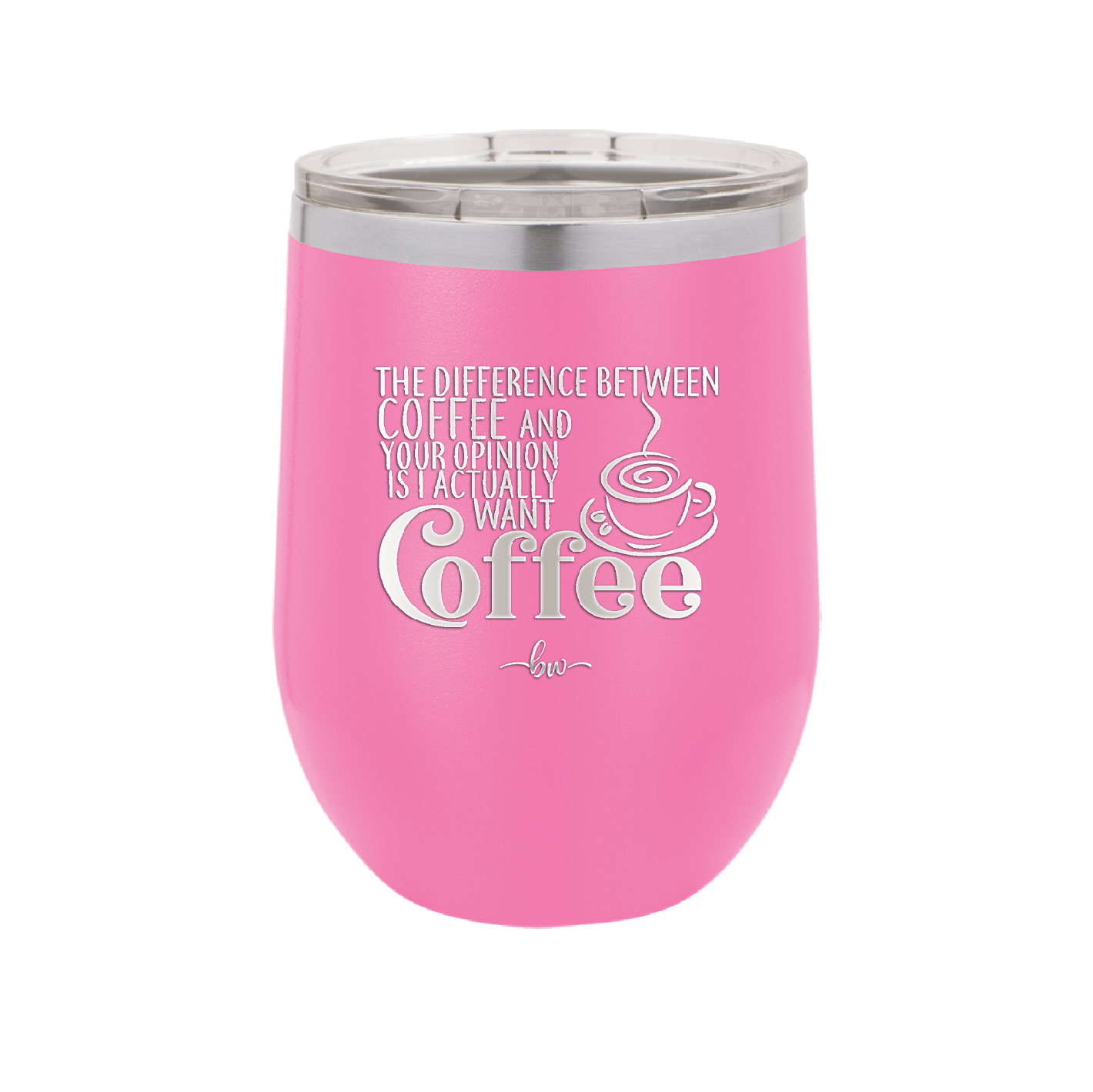 The Difference Between Coffee and Your Opinion is I Actually Want Coffee - Laser Engraved Stainless Steel Drinkware - 1346 -