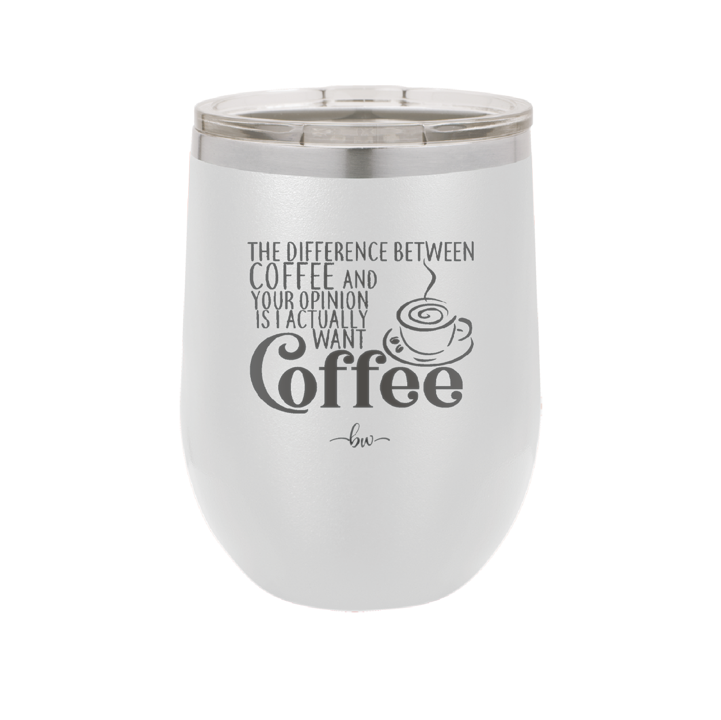 The Difference Between Coffee and Your Opinion is I Actually Want Coffee - Laser Engraved Stainless Steel Drinkware - 1346 -