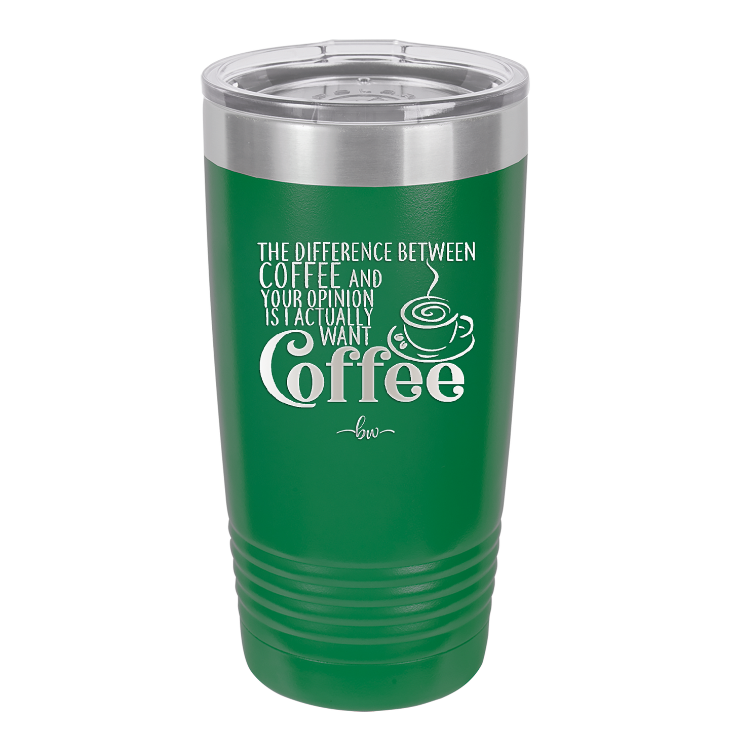 The Difference Between Coffee and Your Opinion is I Actually Want Coffee - Laser Engraved Stainless Steel Drinkware - 1346 -