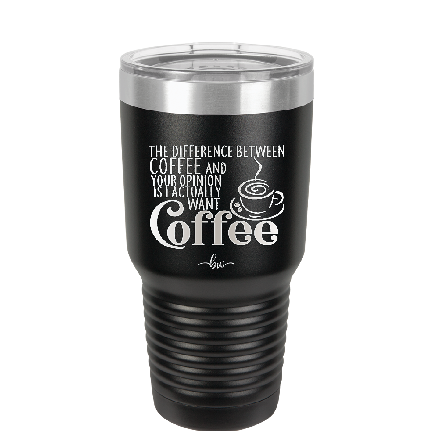 The Difference Between Coffee and Your Opinion is I Actually Want Coffee - Laser Engraved Stainless Steel Drinkware - 1346 -