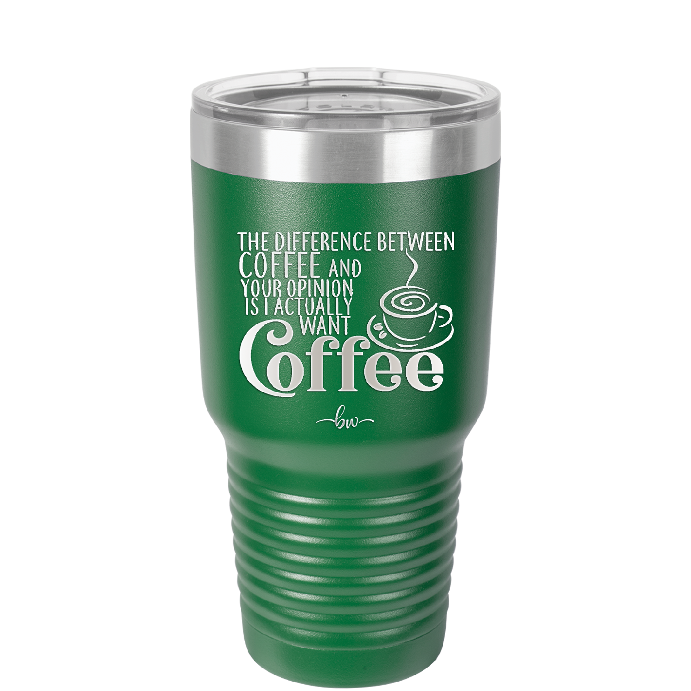 The Difference Between Coffee and Your Opinion is I Actually Want Coffee - Laser Engraved Stainless Steel Drinkware - 1346 -