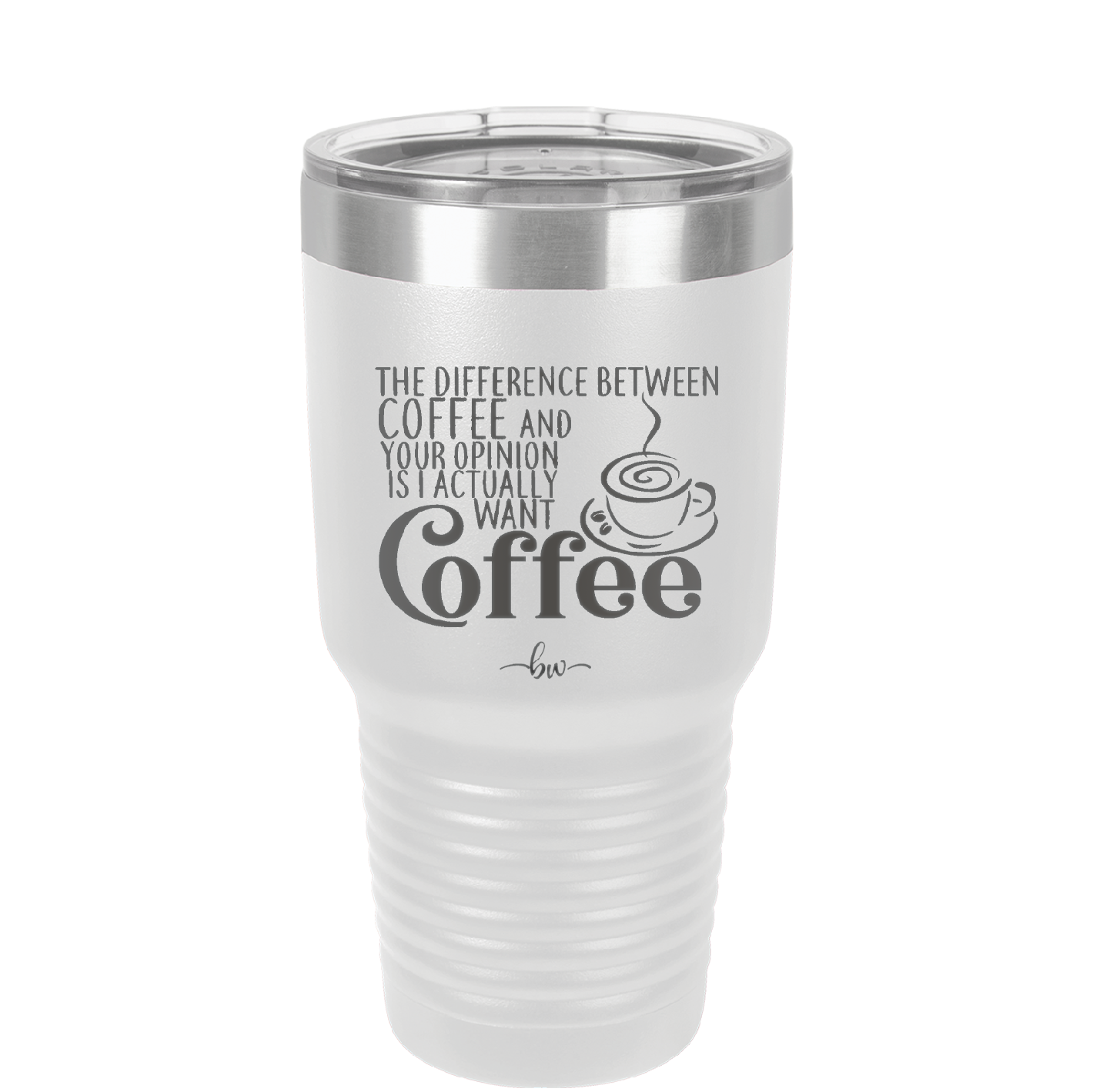 The Difference Between Coffee and Your Opinion is I Actually Want Coffee - Laser Engraved Stainless Steel Drinkware - 1346 -