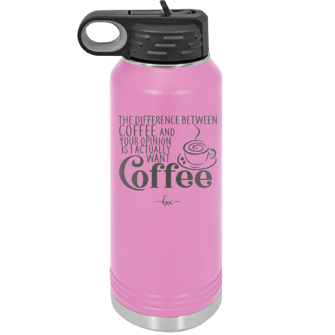 The Difference Between Coffee and Your Opinion is I Actually Want Coffee - Laser Engraved Stainless Steel Drinkware - 1346 -