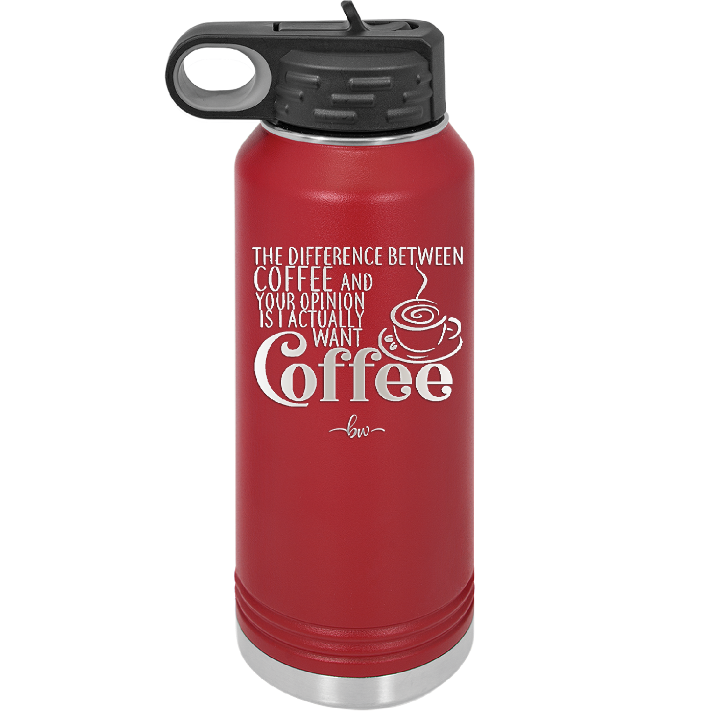 The Difference Between Coffee and Your Opinion is I Actually Want Coffee - Laser Engraved Stainless Steel Drinkware - 1346 -