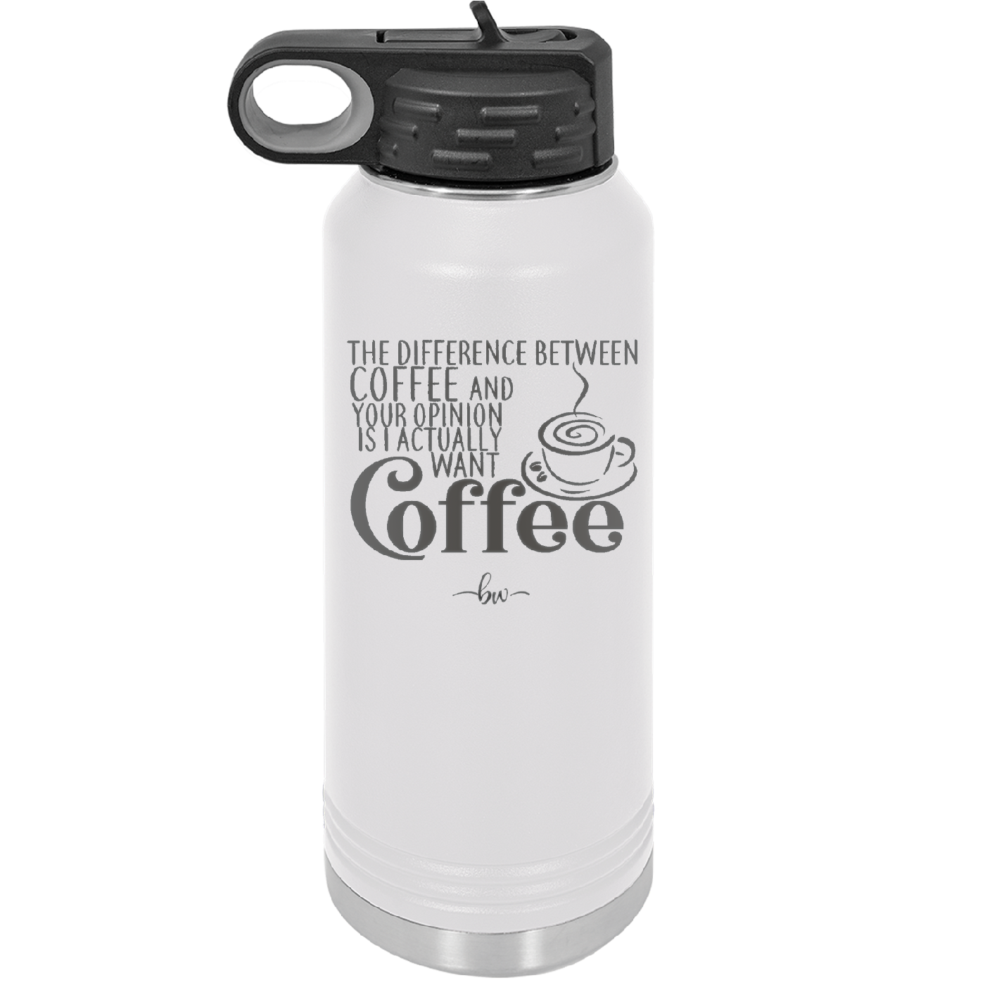The Difference Between Coffee and Your Opinion is I Actually Want Coffee - Laser Engraved Stainless Steel Drinkware - 1346 -