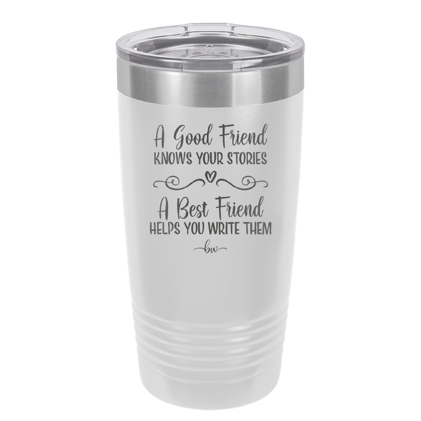 A Good Friend Knows Your Stories a Best Friend Helps You Write Them - Laser Engraved Stainless Steel Drinkware - 1369 -
