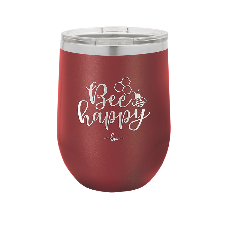 Bee Happy - Laser Engraved Stainless Steel Drinkware - 1373 -