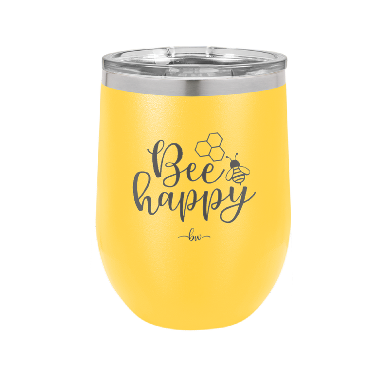 Bee Happy - Laser Engraved Stainless Steel Drinkware - 1373 -