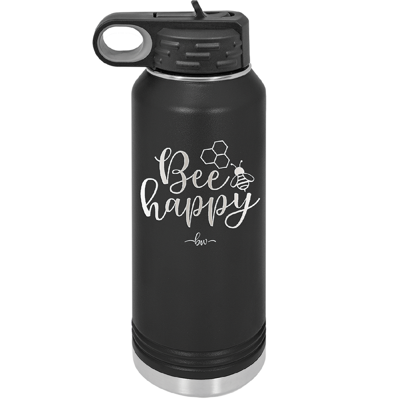 Bee Happy - Laser Engraved Stainless Steel Drinkware - 1373 -