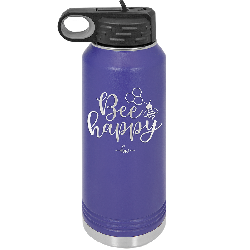 Bee Happy - Laser Engraved Stainless Steel Drinkware - 1373 -