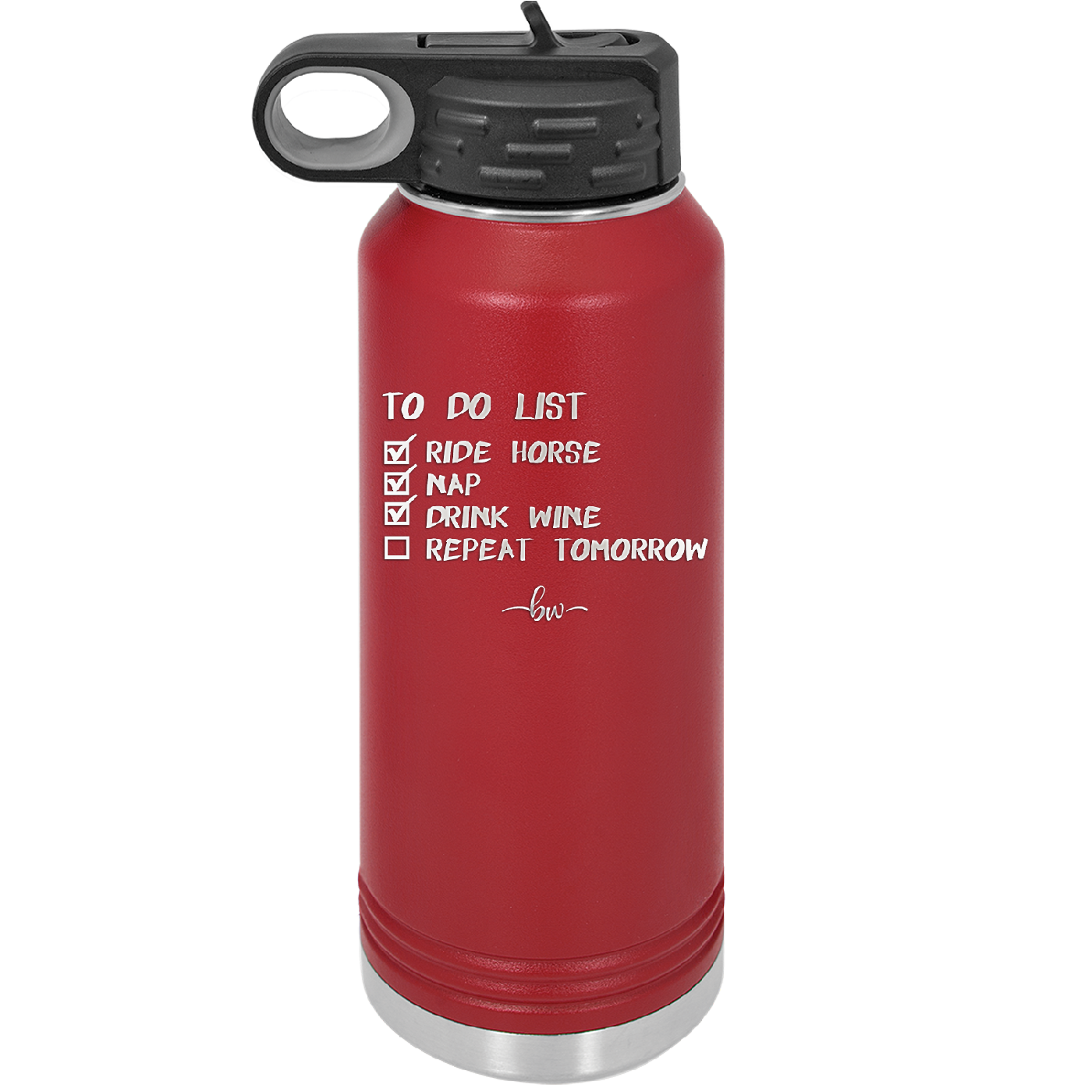 To Do List Ride Horse Nap Drink Wine Repeat - Laser Engraved Stainless Steel Drinkware - 1383 -