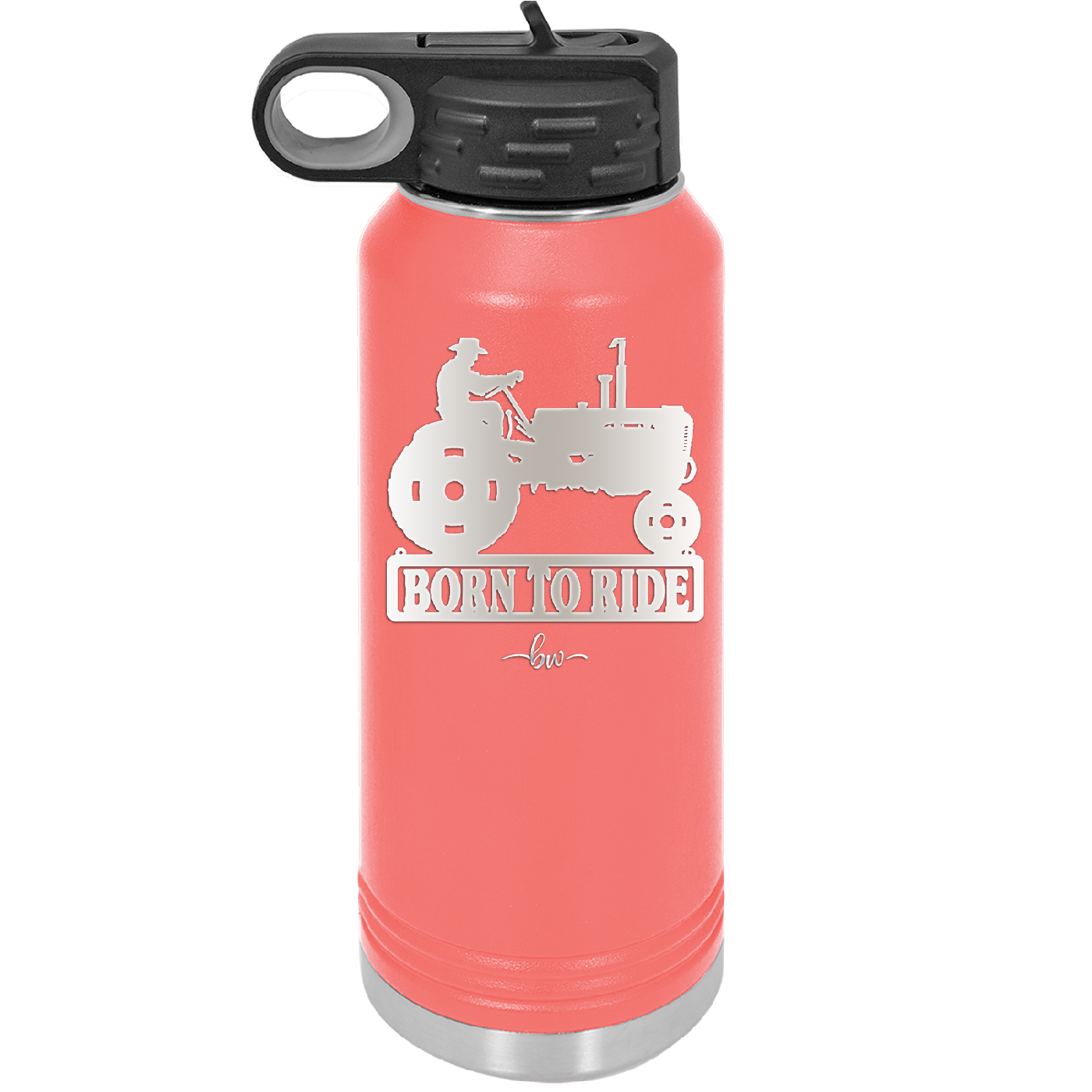 Born to Ride with Tractor - Laser Engraved Stainless Steel Drinkware - 1394 -