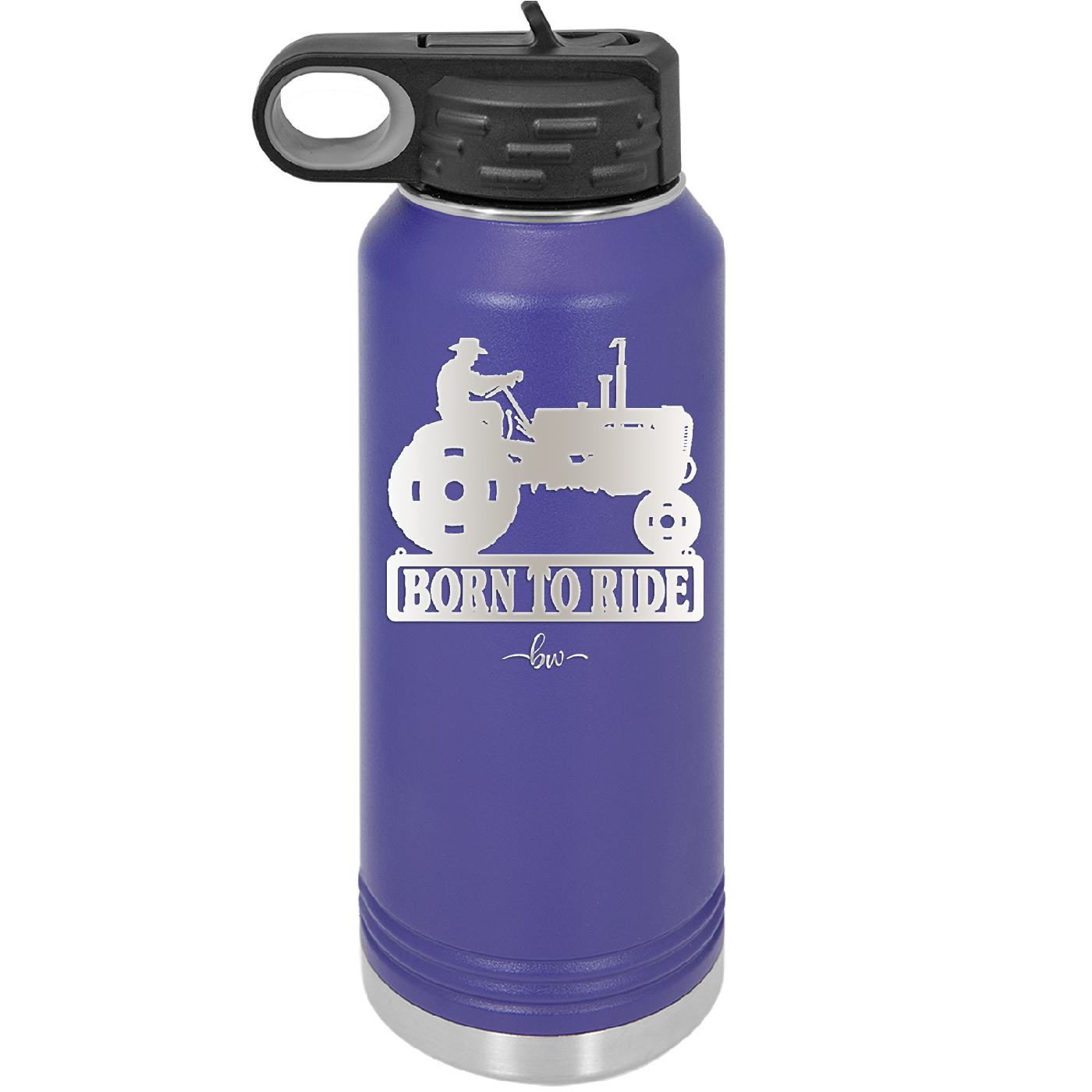 Born to Ride with Tractor - Laser Engraved Stainless Steel Drinkware - 1394 -