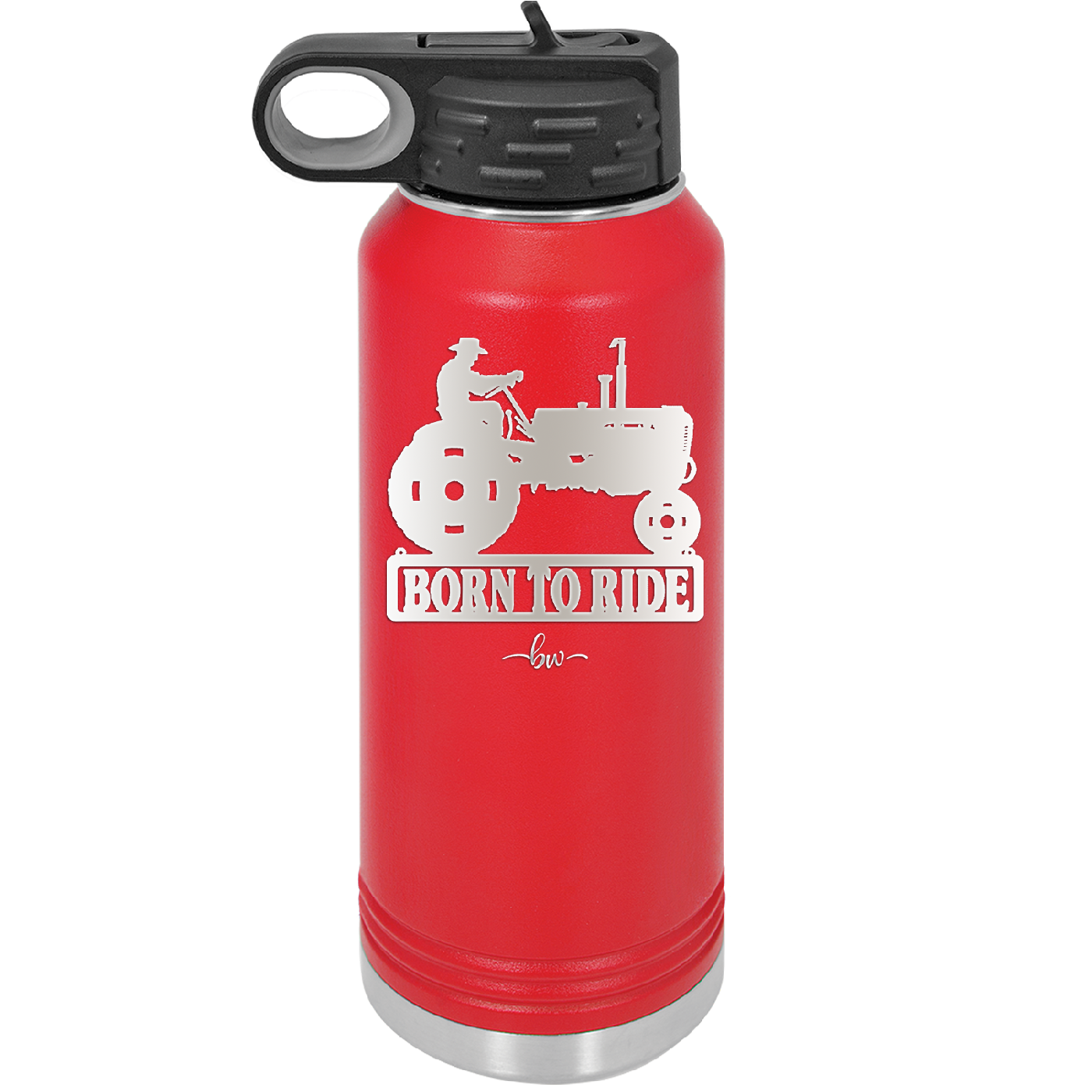 Born to Ride with Tractor - Laser Engraved Stainless Steel Drinkware - 1394 -