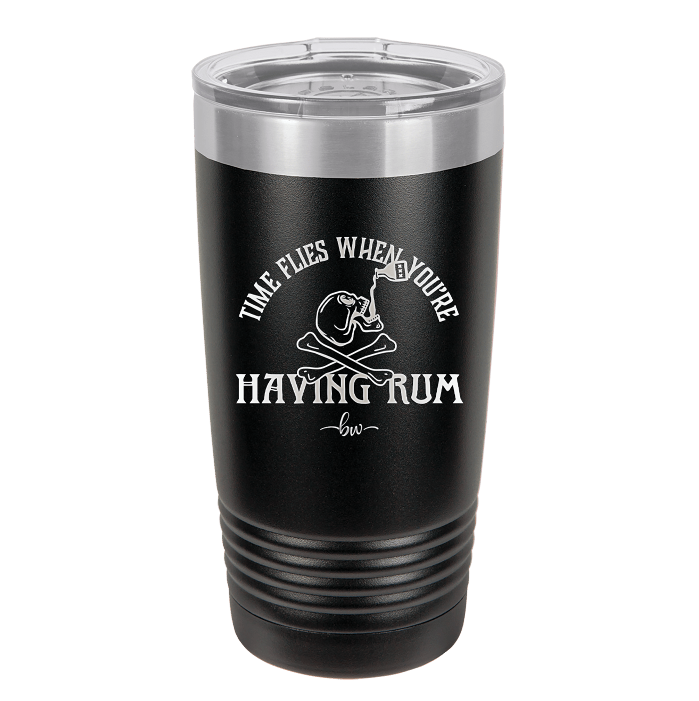 Time Flies When You're Having Rum 1 - Laser Engraved Stainless Steel Drinkware - 1422 -
