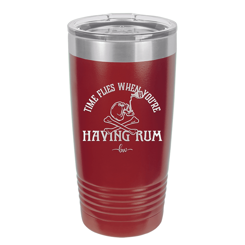Time Flies When You're Having Rum 1 - Laser Engraved Stainless Steel Drinkware - 1422 -
