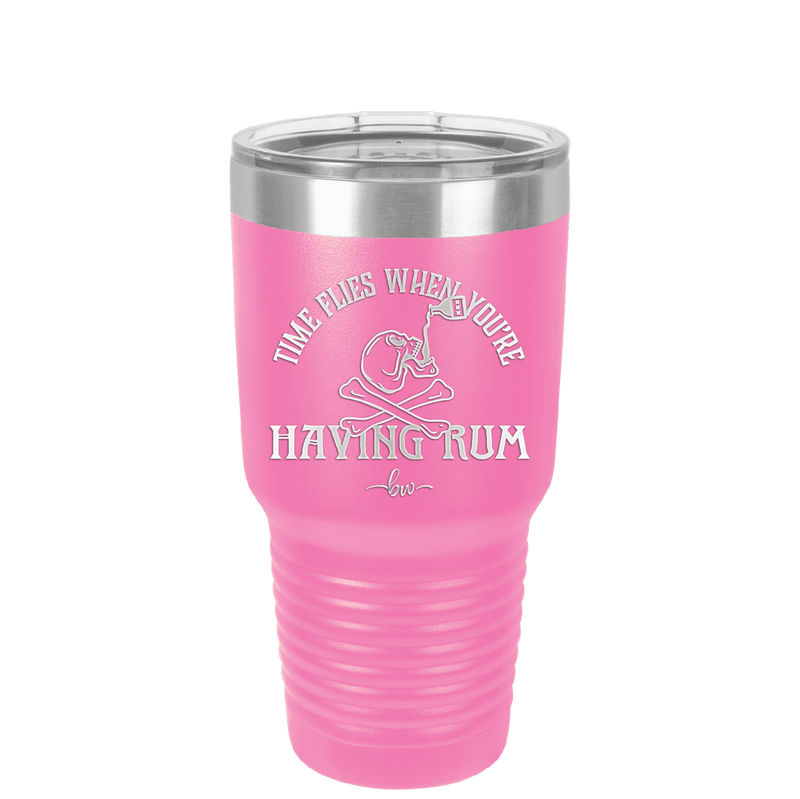 Time Flies When You're Having Rum 1 - Laser Engraved Stainless Steel Drinkware - 1422 -