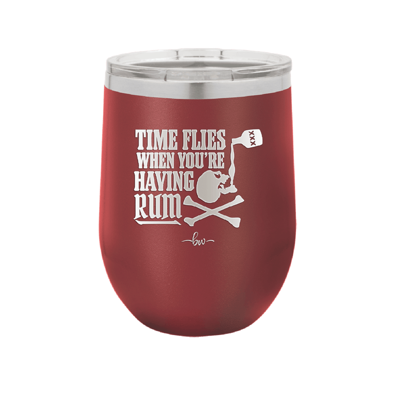 Time Flies When You're Having Rum 2 - Laser Engraved Stainless Steel Drinkware - 1423 -
