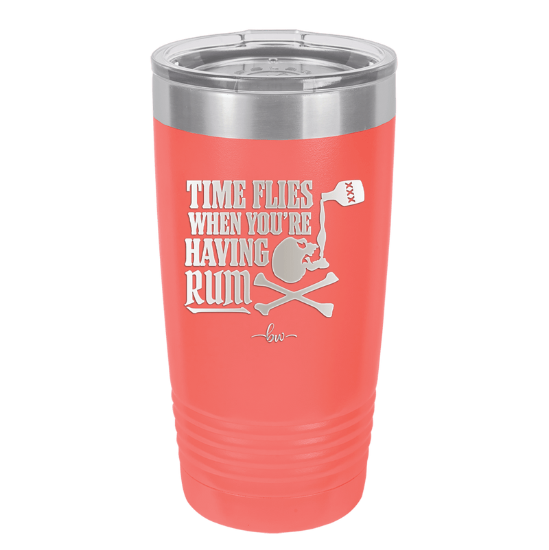 Time Flies When You're Having Rum 2 - Laser Engraved Stainless Steel Drinkware - 1423 -