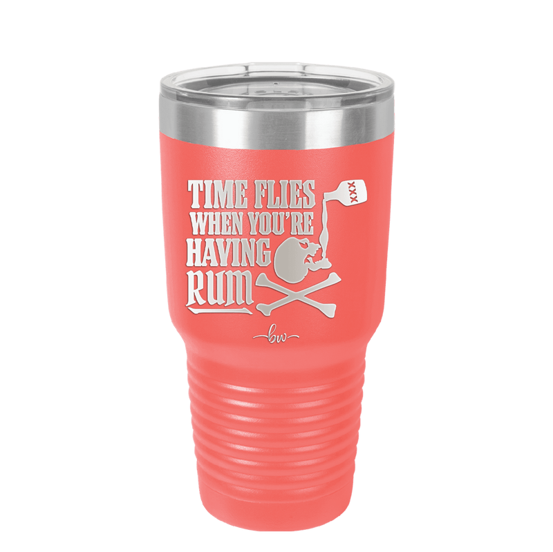 Time Flies When You're Having Rum 2 - Laser Engraved Stainless Steel Drinkware - 1423 -