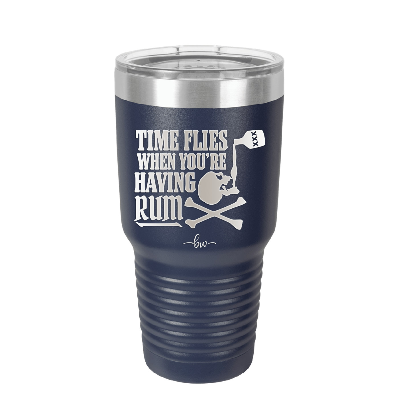 Time Flies When You're Having Rum 2 - Laser Engraved Stainless Steel Drinkware - 1423 -