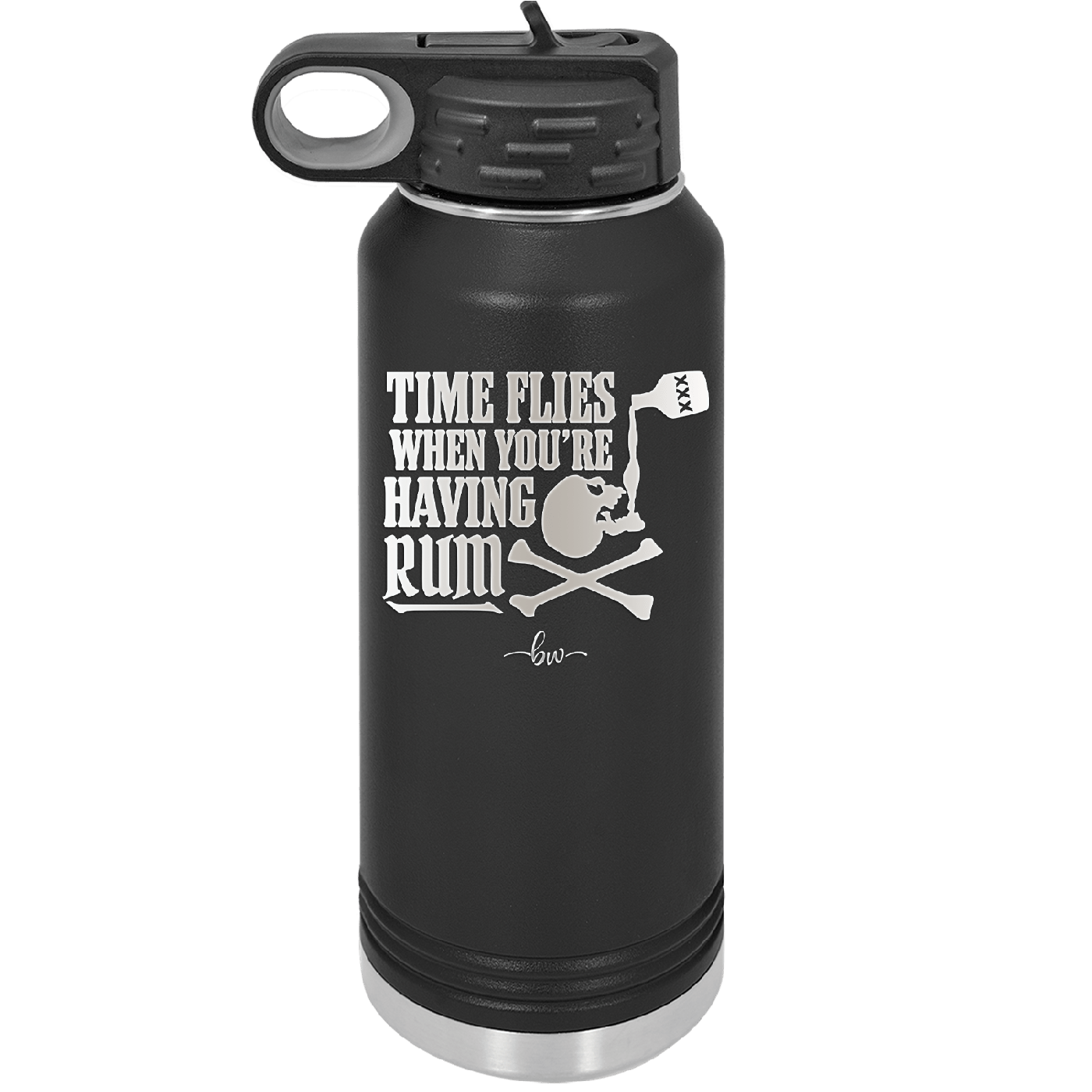 Time Flies When You're Having Rum 2 - Laser Engraved Stainless Steel Drinkware - 1423 -