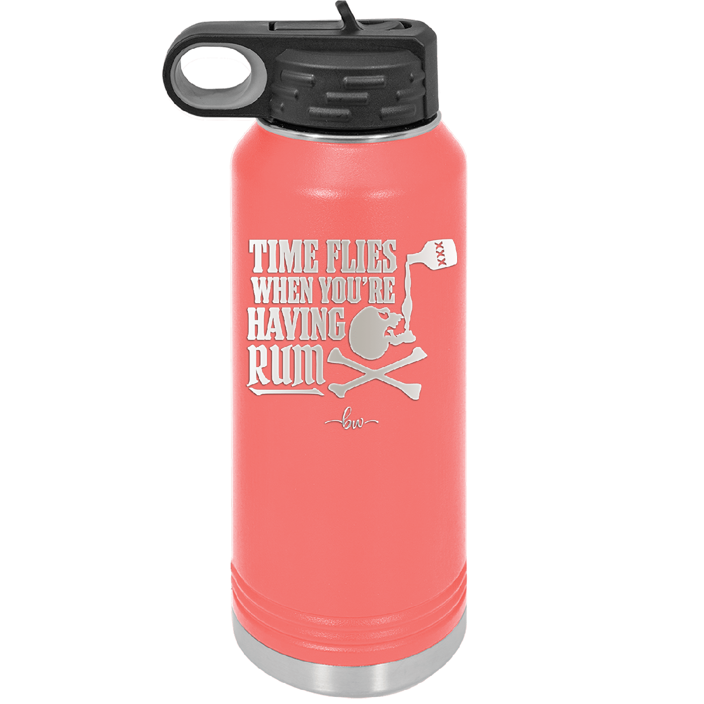 Time Flies When You're Having Rum 2 - Laser Engraved Stainless Steel Drinkware - 1423 -