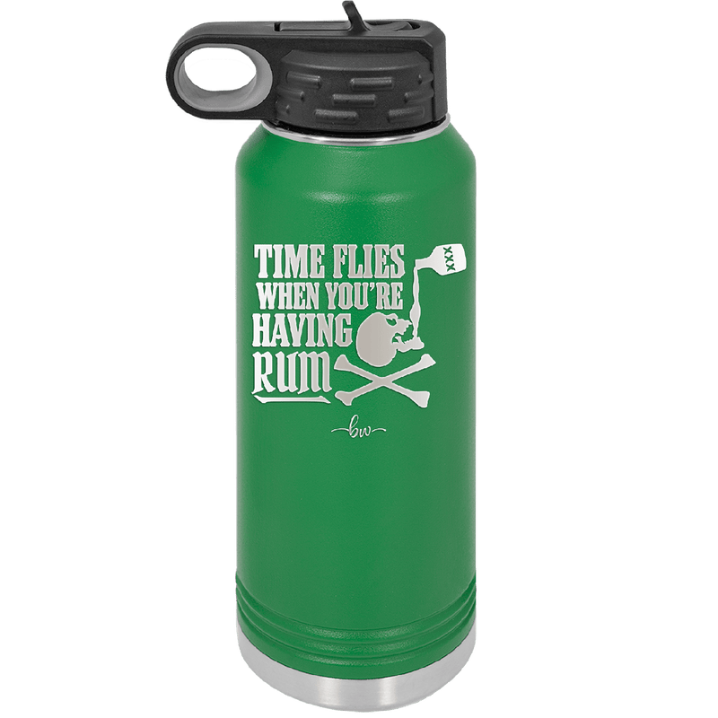 Time Flies When You're Having Rum 2 - Laser Engraved Stainless Steel Drinkware - 1423 -