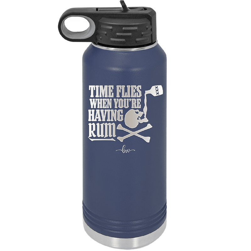 Time Flies When You're Having Rum 2 - Laser Engraved Stainless Steel Drinkware - 1423 -