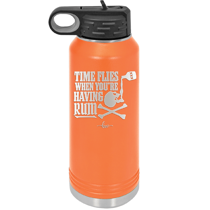 Time Flies When You're Having Rum 2 - Laser Engraved Stainless Steel Drinkware - 1423 -