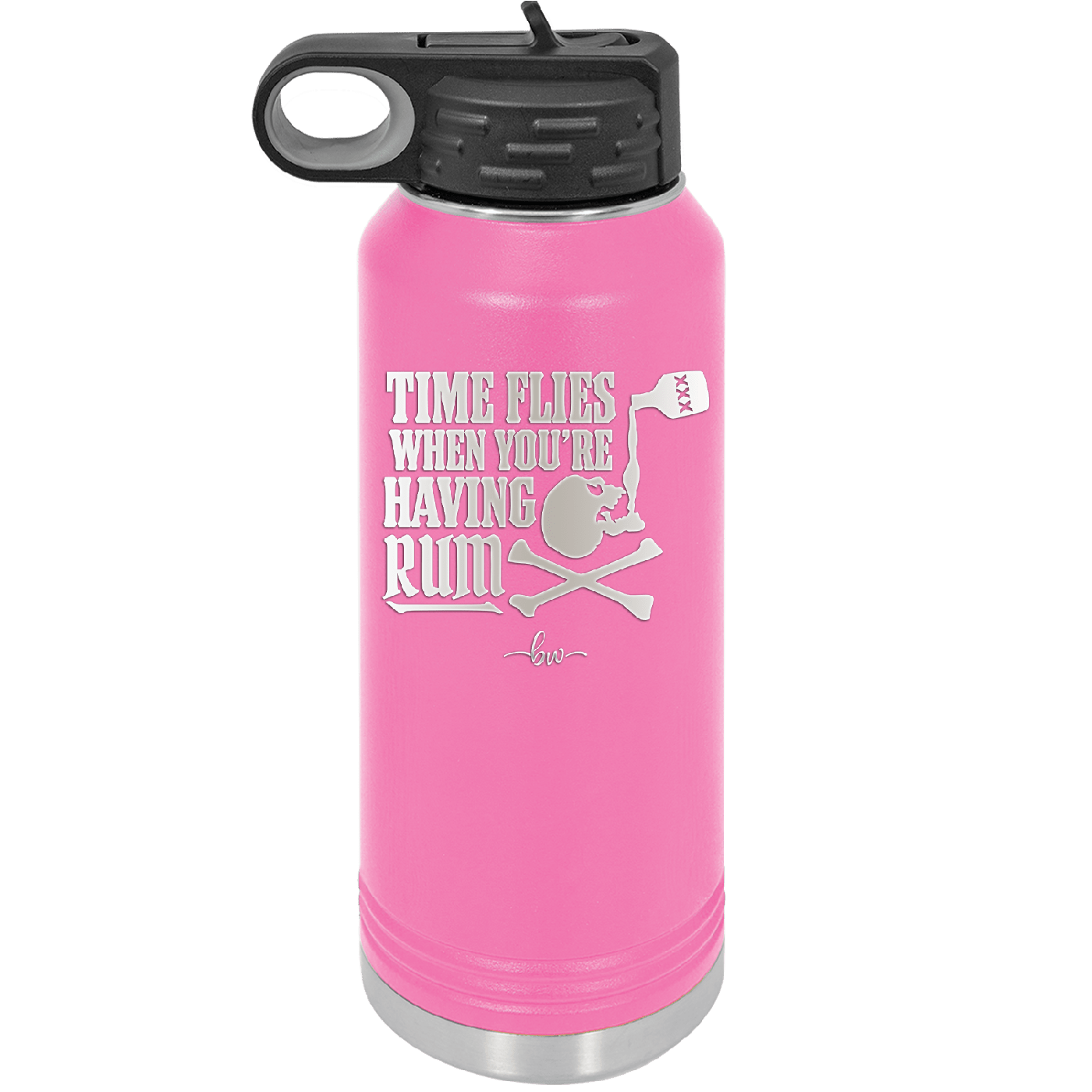 Time Flies When You're Having Rum 2 - Laser Engraved Stainless Steel Drinkware - 1423 -