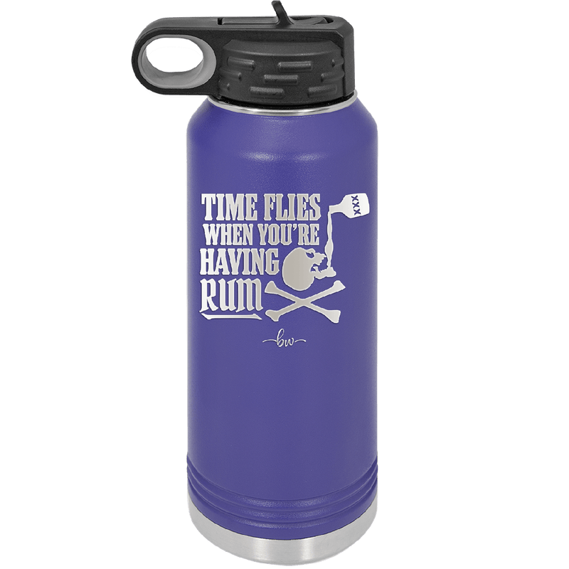 Time Flies When You're Having Rum 2 - Laser Engraved Stainless Steel Drinkware - 1423 -