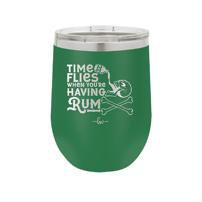 Time Flies When You're Having Rum 3 - Laser Engraved Stainless Steel Drinkware - 1424 -