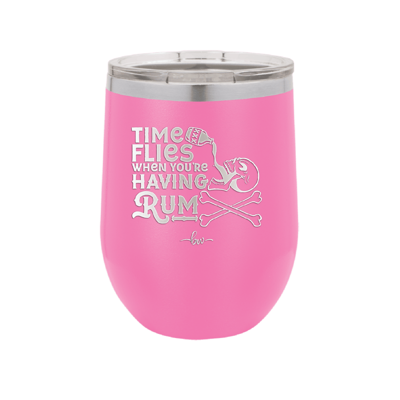 Time Flies When You're Having Rum 3 - Laser Engraved Stainless Steel Drinkware - 1424 -