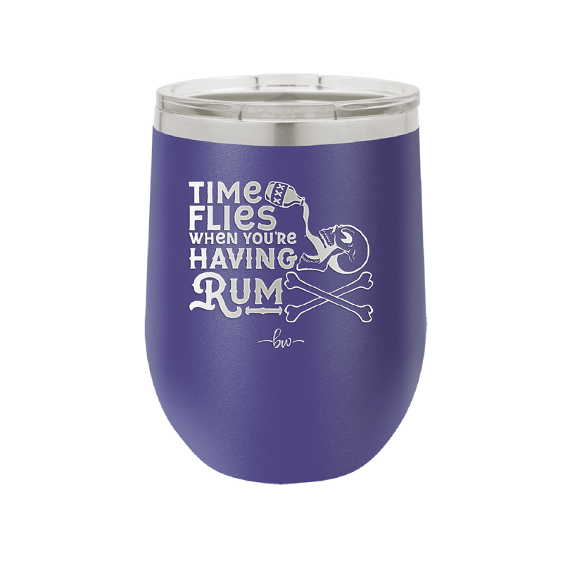 Time Flies When You're Having Rum 3 - Laser Engraved Stainless Steel Drinkware - 1424 -