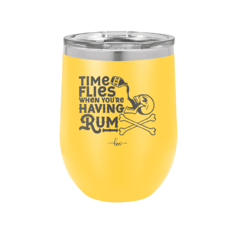 Time Flies When You're Having Rum 3 - Laser Engraved Stainless Steel Drinkware - 1424 -