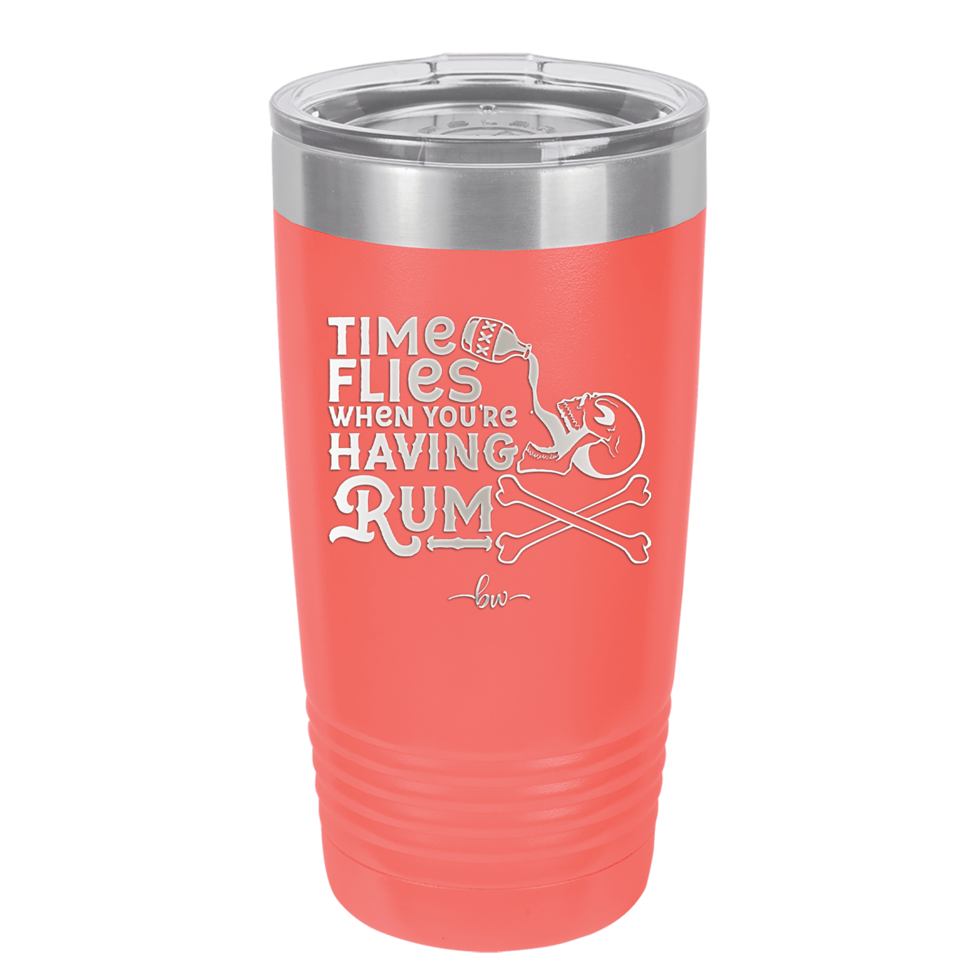 Time Flies When You're Having Rum 3 - Laser Engraved Stainless Steel Drinkware - 1424 -