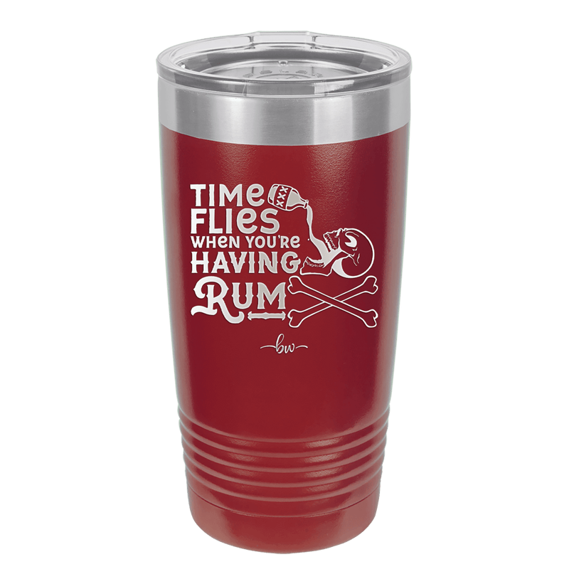 Time Flies When You're Having Rum 3 - Laser Engraved Stainless Steel Drinkware - 1424 -